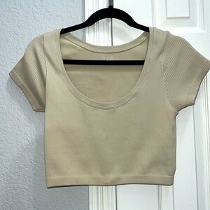 Aerie Ribbed Cream Crop Top